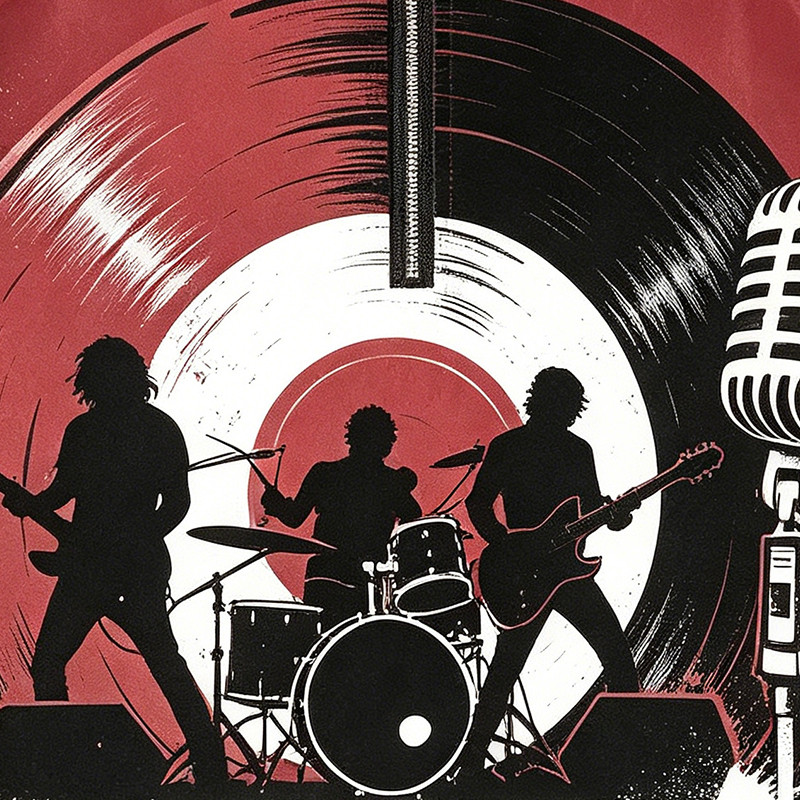 Patchwork DTG Screen Print Music Band Vinyl Jacket