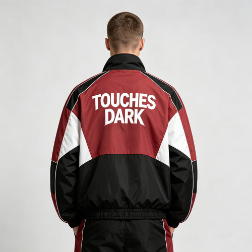 Patchwork DTG Screen Print Music Band Vinyl Jacket | Color Block Retro Sonic-Wear Jacket | Custom Streetwear
