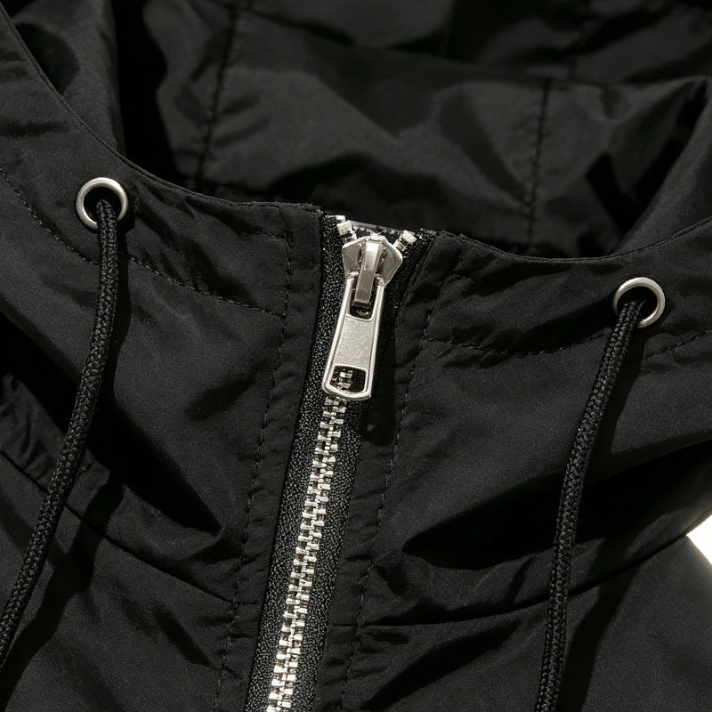 Reflective Patchwork Screen Print Hooded Jacket