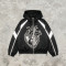 Reflective Patchwork Screen Print Hooded Jacket | Music Heart Instrument Graphic Sonic-Wear Jacket | Custom Streetwear