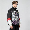 Color Block Patchwork Screen Print Stand Collar Jacket | Space Astronaut DJ Sonic Graphic Jacket | OEM Streetwear