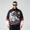 Color Block Patchwork Screen Print Stand Collar Jacket | Space Astronaut DJ Sonic Graphic Jacket | OEM Streetwear