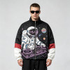 Color Block Patchwork Screen Print Stand Collar Jacket | Space Astronaut DJ Sonic Graphic Jacket | OEM Streetwear