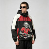 Patchwork Screen DTG Print Hooded Jacket | Skeleton DJ Sonic Graphic Color Block Jacket | Clothing Manufacturer