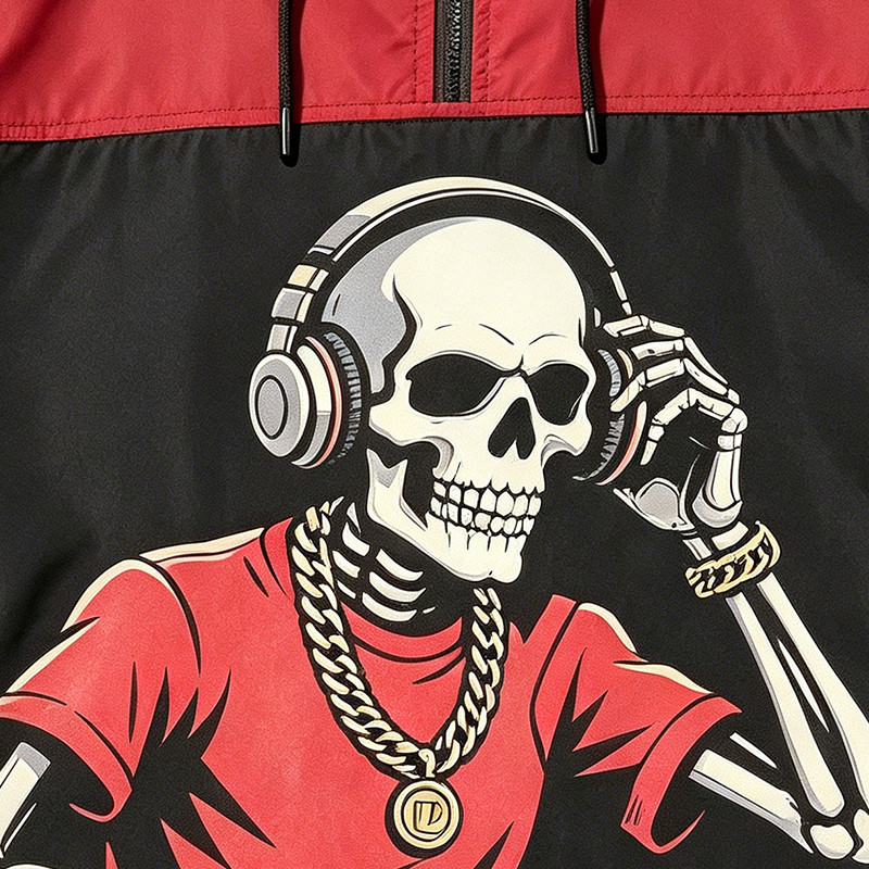 Patchwork Screen DTG Print Hooded Jacket