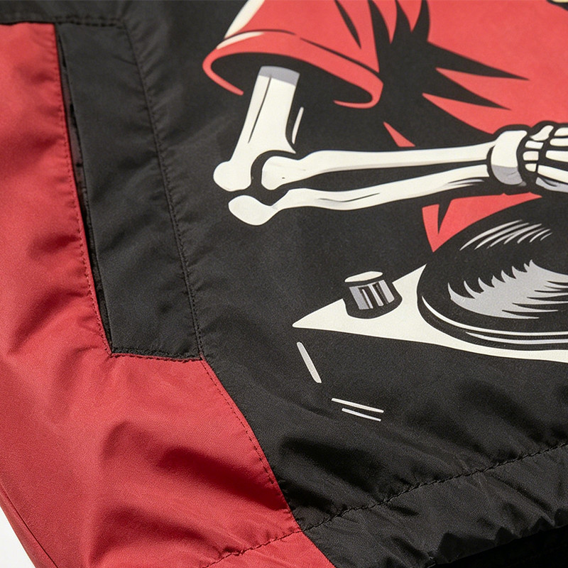 Patchwork Screen DTG Print Hooded Jacket