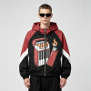 Patchwork Rubber Screen Print Hooded Jacket | Piano Lighter Cigarette Sonic Graphic Jacket | Streetwear Manufacturer