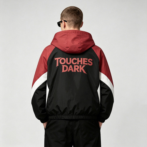 Patchwork Rubber Screen Print Hooded Jacket | Piano Lighter Cigarette Sonic Graphic Jacket | Streetwear Manufacturer