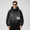 Patchwork Applique Vinyl Boombox Letter Graphic Hooded Jacket | Two-Tone Raglan Street Outerwear | Clothing Manufacturer