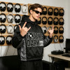 Patchwork Applique Vinyl Boombox Letter Graphic Hooded Jacket | Two-Tone Raglan Street Outerwear | Clothing Manufacturer