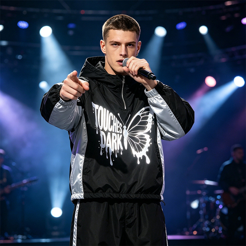 Patchwork Reflective Print Hooded Jacket