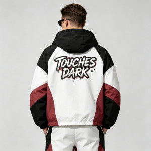 Color Block Patchwork DTG Print Headphone Graphic Hooded Jacket | Sonic-Wear Street Jacket | Custom Streetwear