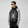 Black Silver Color Block Patchwork Rhinestone Hooded Jacket | Sonic-Wear Spider Graphic Jacket | Streetwear Manufacturer