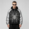 Black Silver Color Block Patchwork Rhinestone Hooded Jacket | Sonic-Wear Spider Graphic Jacket | Streetwear Manufacturer