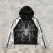 Black Silver Color Block Patchwork Rhinestone Hooded Jacket | Sonic-Wear Spider Graphic Jacket | Streetwear Manufacturer
