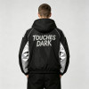 Patchwork Guitar Rhinestone Sonic-Wear Hooded Jacket | Black Silver Color Block Cropped Jacket | OEM Streetwear