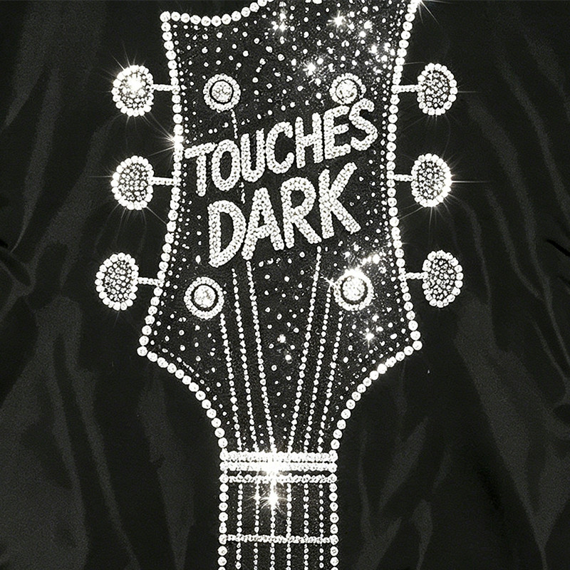 Patchwork Guitar Rhinestone Sonic-Wear Hooded Jacket