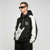 Patchwork Screen Print Applique Hooded Jacket | Rock Guitar Hand Graphic Jacket | Custom Streetwear