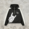 Patchwork Screen Print Applique Hooded Jacket | Rock Guitar Hand Graphic Jacket | Custom Streetwear