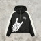 Patchwork Screen Print Applique Hooded Jacket | Rock Guitar Hand Graphic Jacket | Custom Streetwear