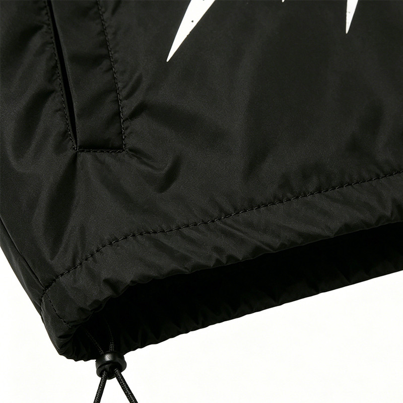 Patchwork Screen Print Cropped Drawstring Street Jacket