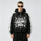 Patchwork Screen Print Cropped Drawstring Street Jacket | 90s Retro Graphic Hooded Jacket | Custom Streetwear