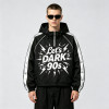 Patchwork Screen Print Cropped Drawstring Street Jacket | 90s Retro Graphic Hooded Jacket | Custom Streetwear