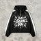 Patchwork Screen Print Cropped Drawstring Street Jacket | 90s Retro Graphic Hooded Jacket | Custom Streetwear