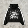 Patchwork Screen Print Cropped Drawstring Street Jacket | 90s Retro Graphic Hooded Jacket | Custom Streetwear