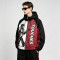 Color Block Patchwork Screen Print Guitar Monkey Hooded Jacket | Sonic-Wear Streetwear | Streetwear Manufacturer
