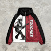 Color Block Patchwork Screen Print Guitar Monkey Hooded Jacket | Sonic-Wear Streetwear | Streetwear Manufacturer