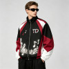 Patchwork Applique Reflective Music Note Print Embroidery Jacket | Sonic-Wear Zip Up Street Jacket | Custom Streetwear