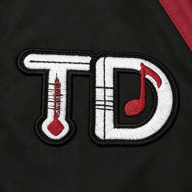 Patchwork Applique Reflective Music Note Print Embroidery Jacket 