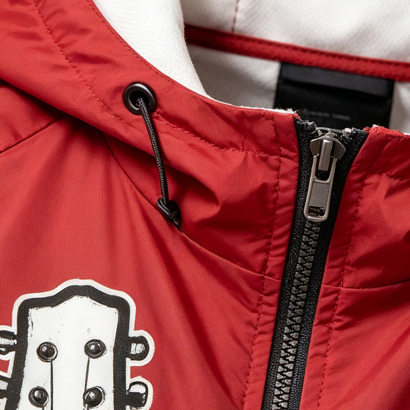 Color Block Patchwork Screen Print Hooded Jacket