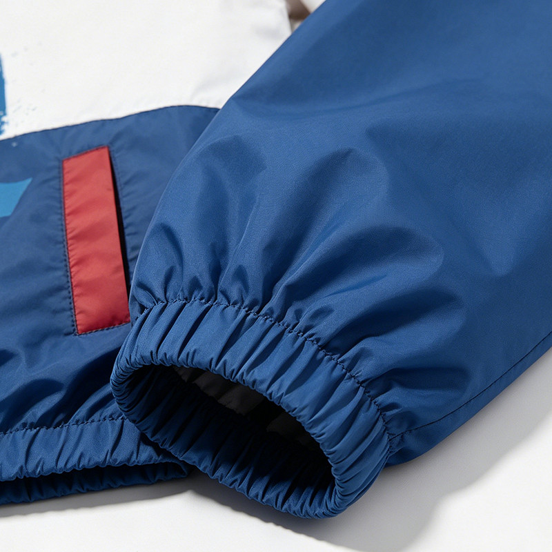 Color Block Patchwork Screen Print Hooded Jacket
