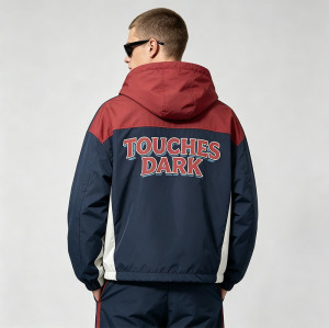 Color Block Patchwork DTG Print Hooded Jacket | Vintage Guitar Star Graphic Sonic-Wear | Streetwear Manufacturer