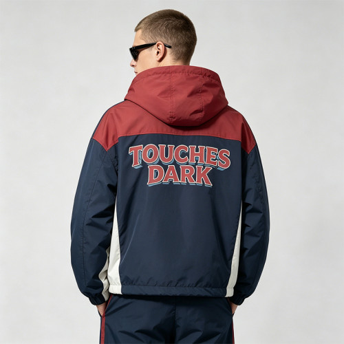 Color Block Patchwork DTG Print Hooded Jacket | Vintage Guitar Star Graphic Sonic-Wear | Streetwear Manufacturer