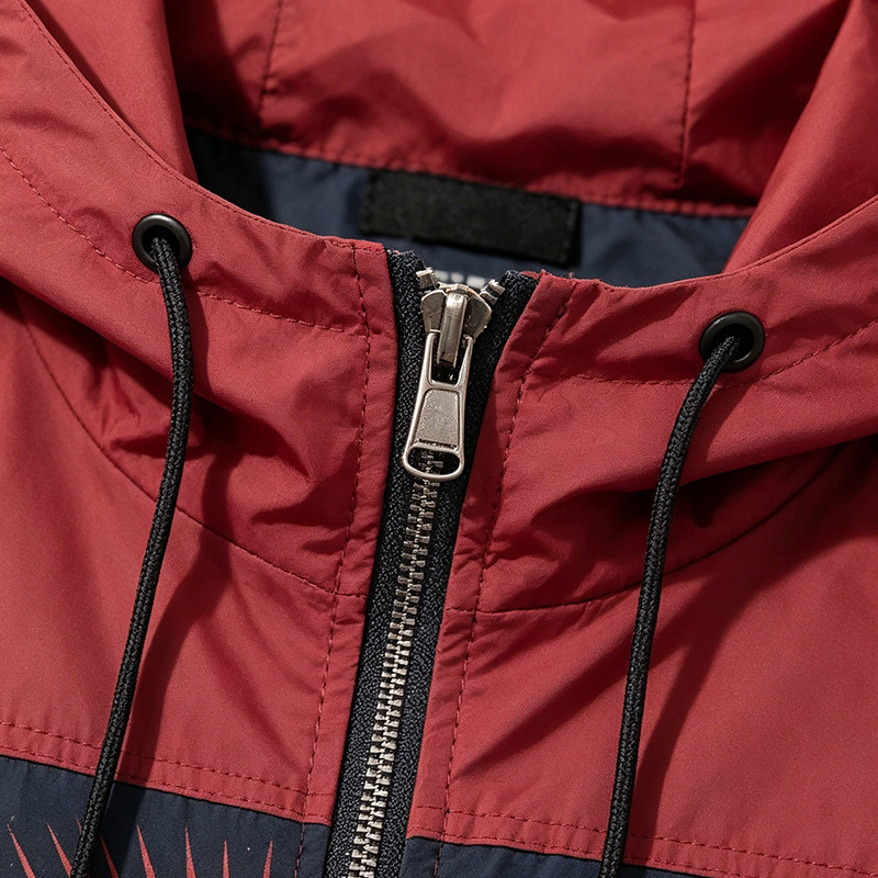 Color Block Patchwork DTG Print Hooded Jacket