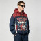 Color Block Patchwork DTG Print Hooded Jacket | Vintage Guitar Star Graphic Sonic-Wear | Streetwear Manufacturer