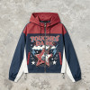 Color Block Patchwork DTG Print Hooded Jacket | Vintage Guitar Star Graphic Sonic-Wear | Streetwear Manufacturer