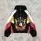 Screen Print Patchwork Sonic-Wear Jacket | Color Block Hooded Guitar Graphic Jacket | Custom Streetwear
