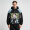 Patchwork DTG Screen Print Anime Hooded Jacket | Color Block Graphic Jacket | Custom Streetwear