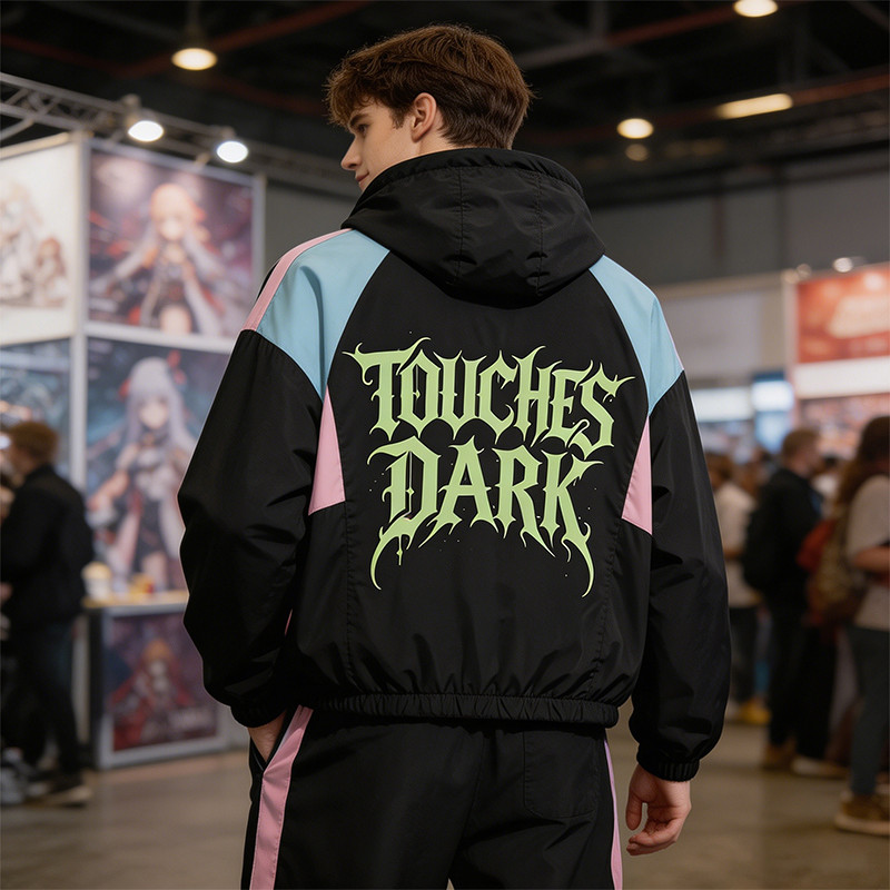 Patchwork DTG Screen Print Anime Hooded Jacket
