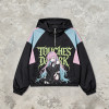 Patchwork DTG Screen Print Anime Hooded Jacket | Color Block Graphic Jacket | Custom Streetwear