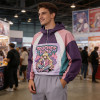 Anime DTG Screen Print Color Block Patchwork Jacket | Crop Hooded Jacket | Streetwear Manufacturer