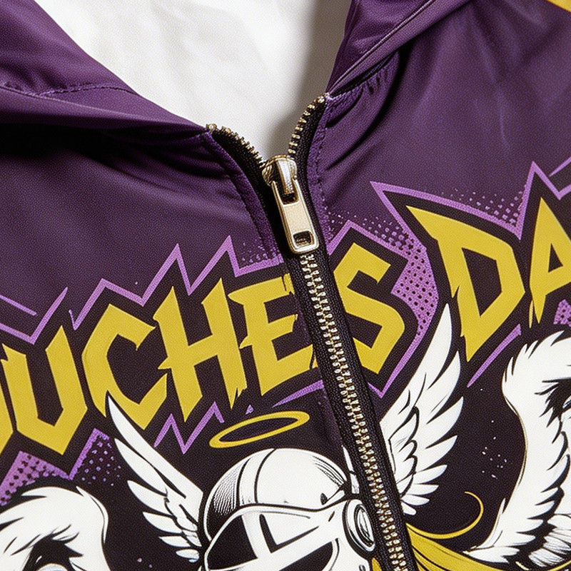 Patchwork Screen and DTG Print Anime Hooded Jacket
