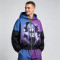 DTG Print Color Block Patchwork Spray Dye Anime Hooded Jacket | Oversized Anime Streetwear | Custom Streetwear