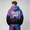 DTG Print Color Block Patchwork Spray Dye Anime Hooded Jacket | Oversized Anime Streetwear | Custom Streetwear