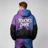 DTG Print Color Block Patchwork Spray Dye Anime Hooded Jacket | Oversized Anime Streetwear | Custom Streetwear