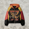 DTG Print Color Block Patchwork Hooded Jacket | Anime Dinosaur Graphic Windbreaker | Streetwear Manufacturer
